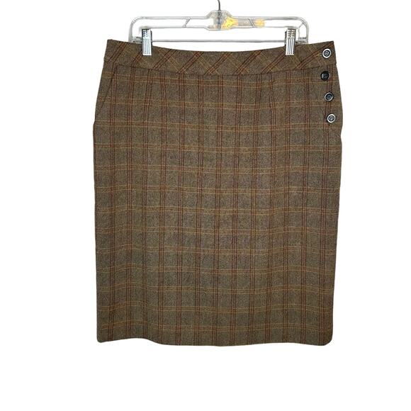 Pendleton Virgin Wool Tiny Houndstooth Plaid Knee Length Straight Skirt Size 14 - Picture 1 of 7